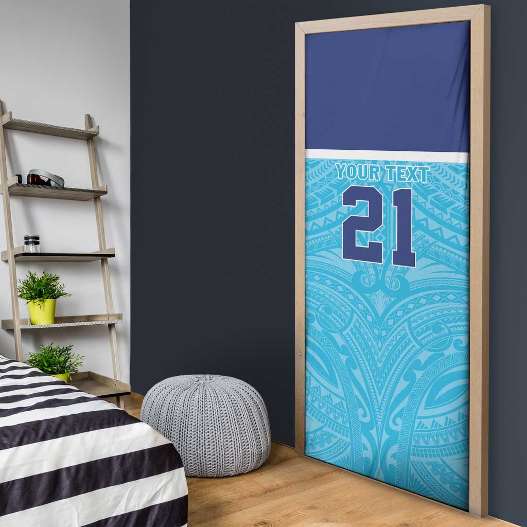 Queensland Samoa Custom Door Cover Blue Pacific Polynesian Tribal Pattern - Polynesian Pride