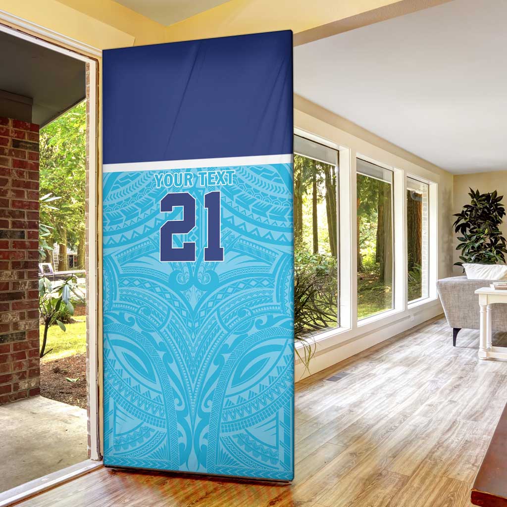 Queensland Samoa Custom Door Cover Blue Pacific Polynesian Tribal Pattern - Polynesian Pride
