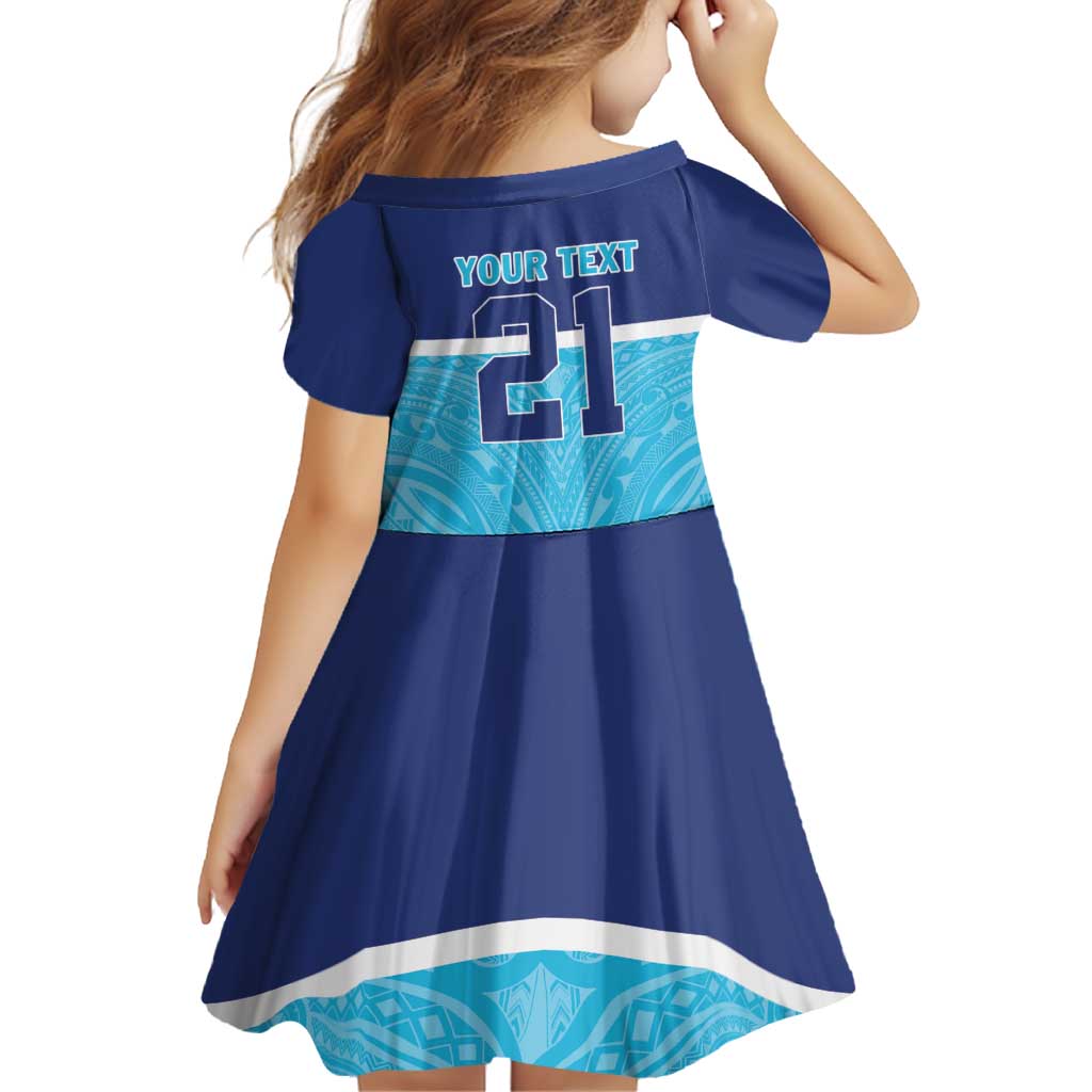 Queensland Samoa Custom Family Matching Off Shoulder Short Dress and Hawaiian Shirt Blue Pacific Polynesian Tribal Pattern LT9 - Polynesian Pride