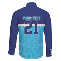 Queensland Samoa Custom Family Matching Puletasi and Hawaiian Shirt Blue Pacific Polynesian Tribal Pattern