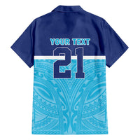 Queensland Samoa Custom Family Matching Short Sleeve Bodycon Dress and Hawaiian Shirt Blue Pacific Polynesian Tribal Pattern