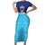 Queensland Samoa Custom Family Matching Short Sleeve Bodycon Dress and Hawaiian Shirt Blue Pacific Polynesian Tribal Pattern