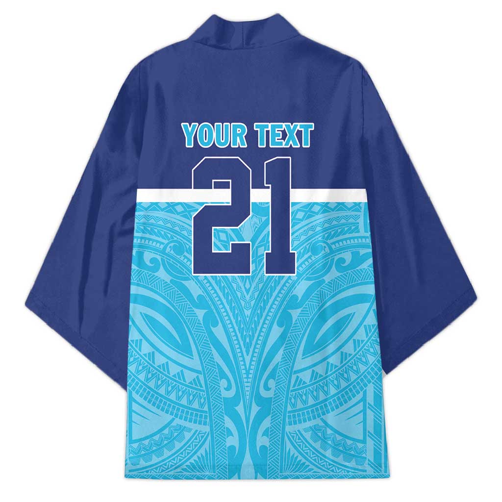 Queensland Samoa Custom Kimono Blue Pacific Polynesian Tribal Pattern - Polynesian Pride