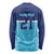 Queensland Samoa Custom Long Sleeve Shirt Blue Pacific Polynesian Tribal Pattern