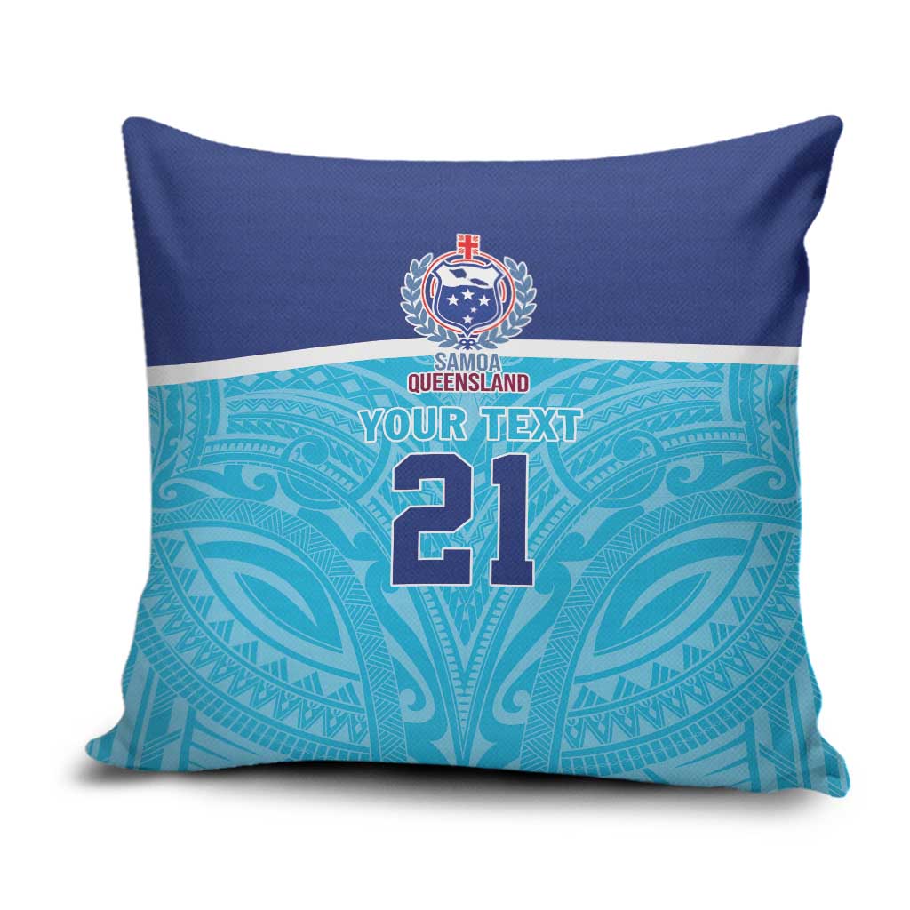 Queensland Samoa Custom Pillow Cover Blue Pacific Polynesian Tribal Pattern - Polynesian Pride