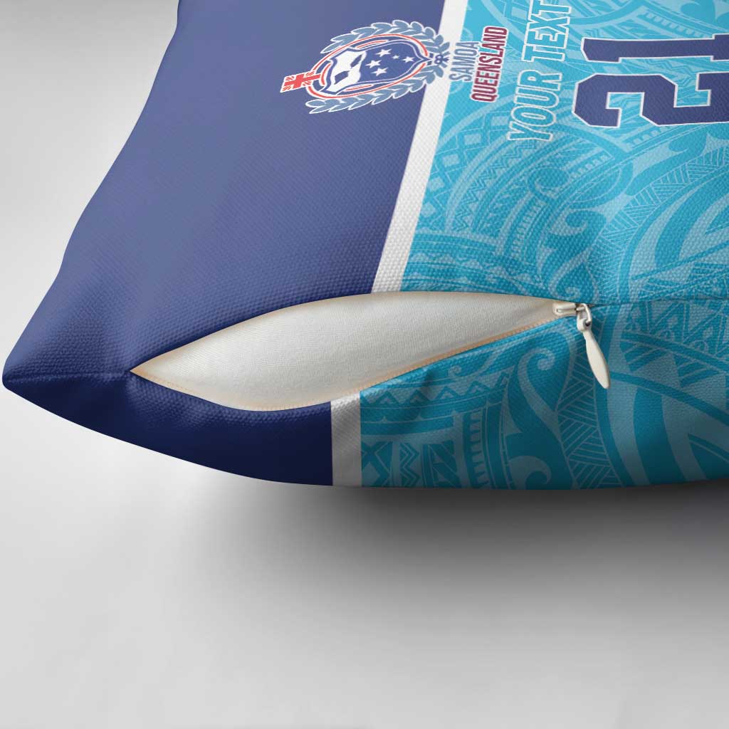 Queensland Samoa Custom Pillow Cover Blue Pacific Polynesian Tribal Pattern - Polynesian Pride