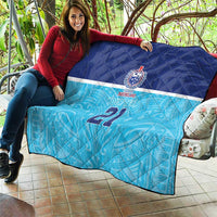 Queensland Samoa Custom Quilt Blue Pacific Polynesian Tribal Pattern