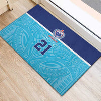 Queensland Samoa Custom Rubber Doormat Blue Pacific Polynesian Tribal Pattern