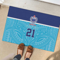 Queensland Samoa Custom Rubber Doormat Blue Pacific Polynesian Tribal Pattern