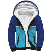 Queensland Samoa Custom Sherpa Hoodie Blue Pacific Polynesian Tribal Pattern