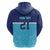 Queensland Samoa Custom Zip Hoodie Blue Pacific Polynesian Tribal Pattern