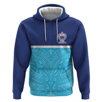 Queensland Samoa Custom Zip Hoodie Blue Pacific Polynesian Tribal Pattern