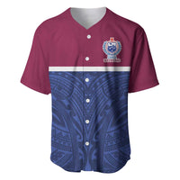 Queensland Samoa Custom Baseball Jersey Maroon-Blue Pacific Polynesian Tribal Pattern LT9 Dark Blue - Polynesian Pride
