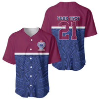 Queensland Samoa Custom Baseball Jersey Maroon-Blue Pacific Polynesian Tribal Pattern LT9 - Polynesian Pride