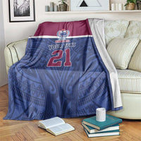 Queensland Samoa Custom Blanket Maroon-Blue Pacific Polynesian Tribal Pattern