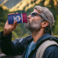 Queensland Samoa Custom 4 in 1 Can Cooler Tumbler Maroon-Blue Pacific Polynesian Tribal Pattern