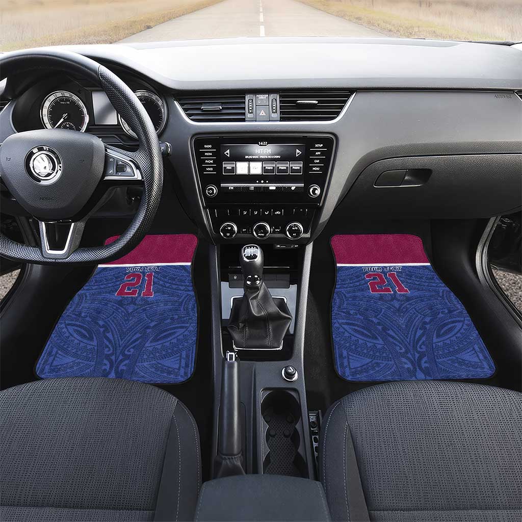 Queensland Samoa Custom Car Mats Maroon-Blue Pacific Polynesian Tribal Pattern