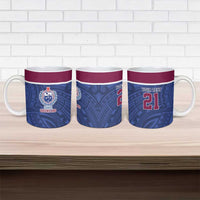 Queensland Samoa Custom Ceramic Mug Maroon-Blue Pacific Polynesian Tribal Pattern - Polynesian Pride