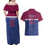 Queensland Samoa Custom Couples Matching Off Shoulder Maxi Dress and Hawaiian Shirt Maroon-Blue Pacific Polynesian Tribal Pattern