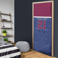 Queensland Samoa Custom Door Cover Maroon-Blue Pacific Polynesian Tribal Pattern - Polynesian Pride