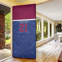 Queensland Samoa Custom Door Cover Maroon-Blue Pacific Polynesian Tribal Pattern - Polynesian Pride