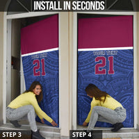 Queensland Samoa Custom Door Cover Maroon-Blue Pacific Polynesian Tribal Pattern - Polynesian Pride