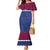 Queensland Samoa Custom Family Matching Mermaid Dress and Hawaiian Shirt Maroon-Blue Pacific Polynesian Tribal Pattern