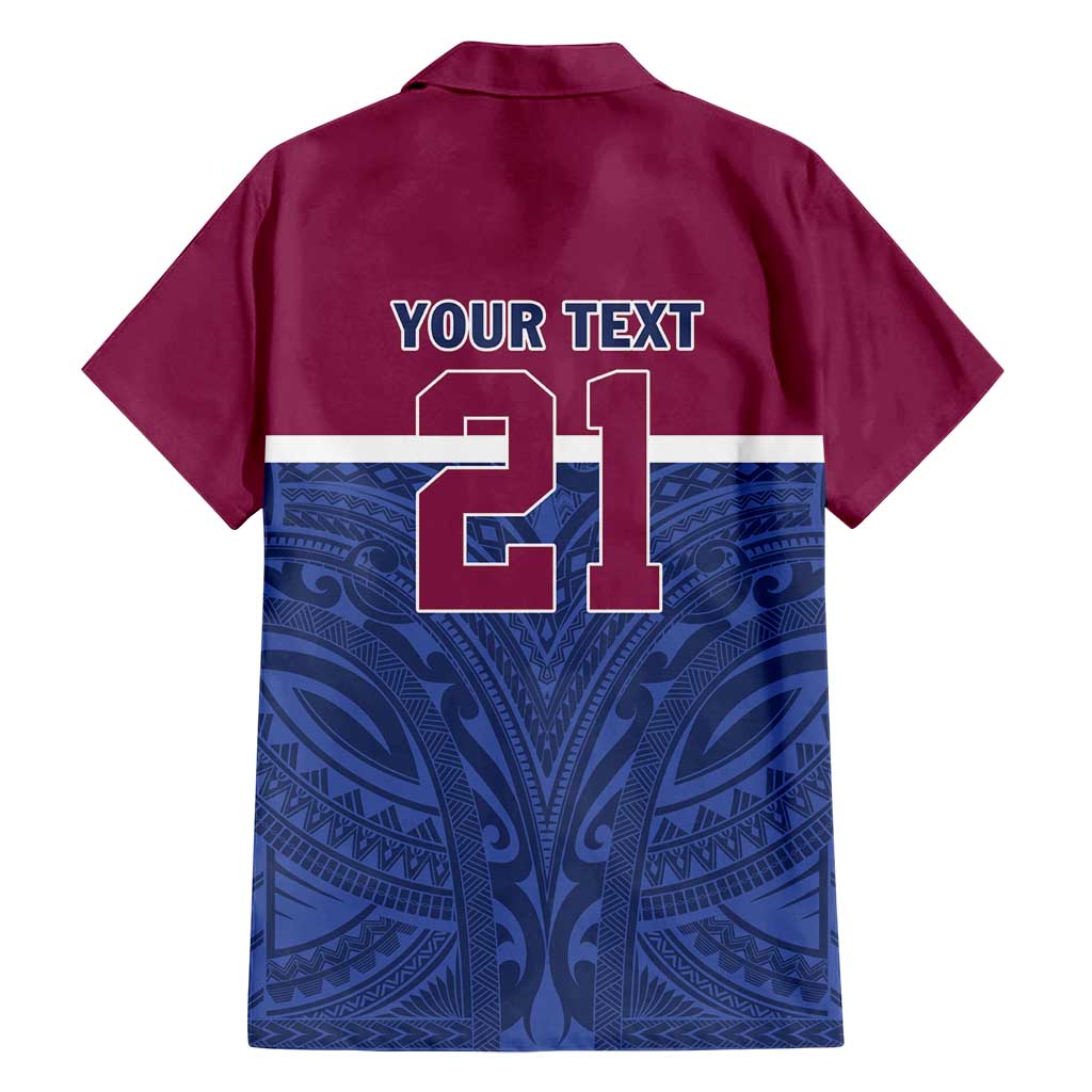 Queensland Samoa Custom Family Matching Summer Maxi Dress and Hawaiian Shirt Maroon-Blue Pacific Polynesian Tribal Pattern LT9 - Polynesian Pride