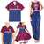 Queensland Samoa Custom Family Matching Tank Maxi Dress and Hawaiian Shirt Maroon-Blue Pacific Polynesian Tribal Pattern