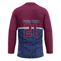 Queensland Samoa Custom Hockey Jersey Maroon-Blue Pacific Polynesian Tribal Pattern - Polynesian Pride