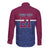 Queensland Samoa Custom Long Sleeve Button Shirt Maroon-Blue Pacific Polynesian Tribal Pattern