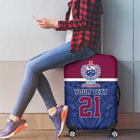 Queensland Samoa Custom Luggage Cover Maroon-Blue Pacific Polynesian Tribal Pattern