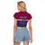 Queensland Samoa Custom Raglan Cropped T Shirt Maroon-Blue Pacific Polynesian Tribal Pattern