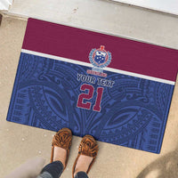 Queensland Samoa Custom Rubber Doormat Maroon-Blue Pacific Polynesian Tribal Pattern