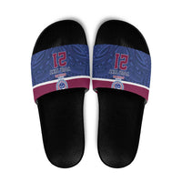 Queensland Samoa Custom Slide Sandals Maroon-Blue Pacific Polynesian Tribal Pattern - Polynesian Pride