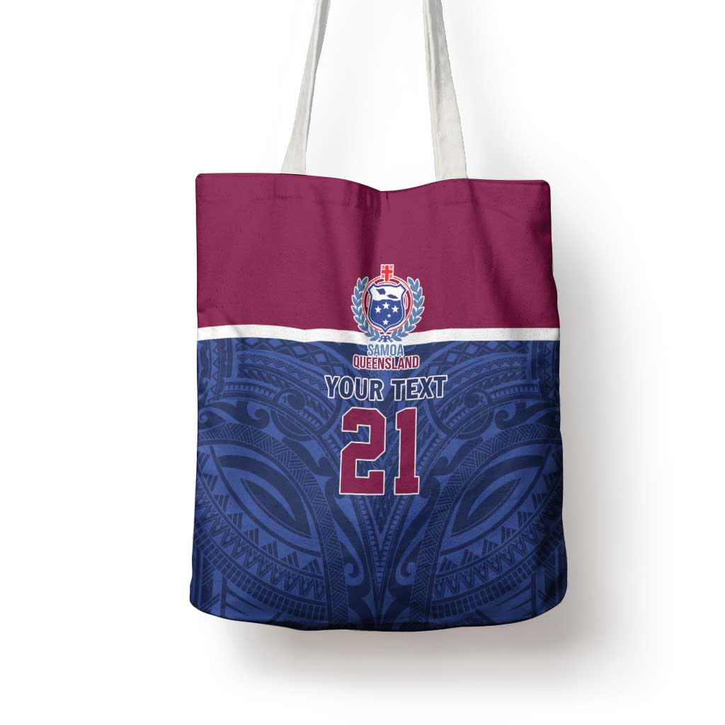 Queensland Samoa Custom Tote Bag Maroon-Blue Pacific Polynesian Tribal Pattern - Polynesian Pride