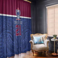 Queensland Samoa Custom Window Curtain Maroon-Blue Pacific Polynesian Tribal Pattern
