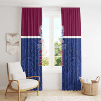 Queensland Samoa Custom Window Curtain Maroon-Blue Pacific Polynesian Tribal Pattern