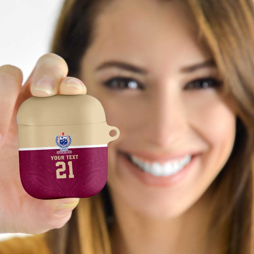 Queensland Samoa Custom AirPods Case Maroon Pacific Polynesian Tribal Pattern - Polynesian Pride