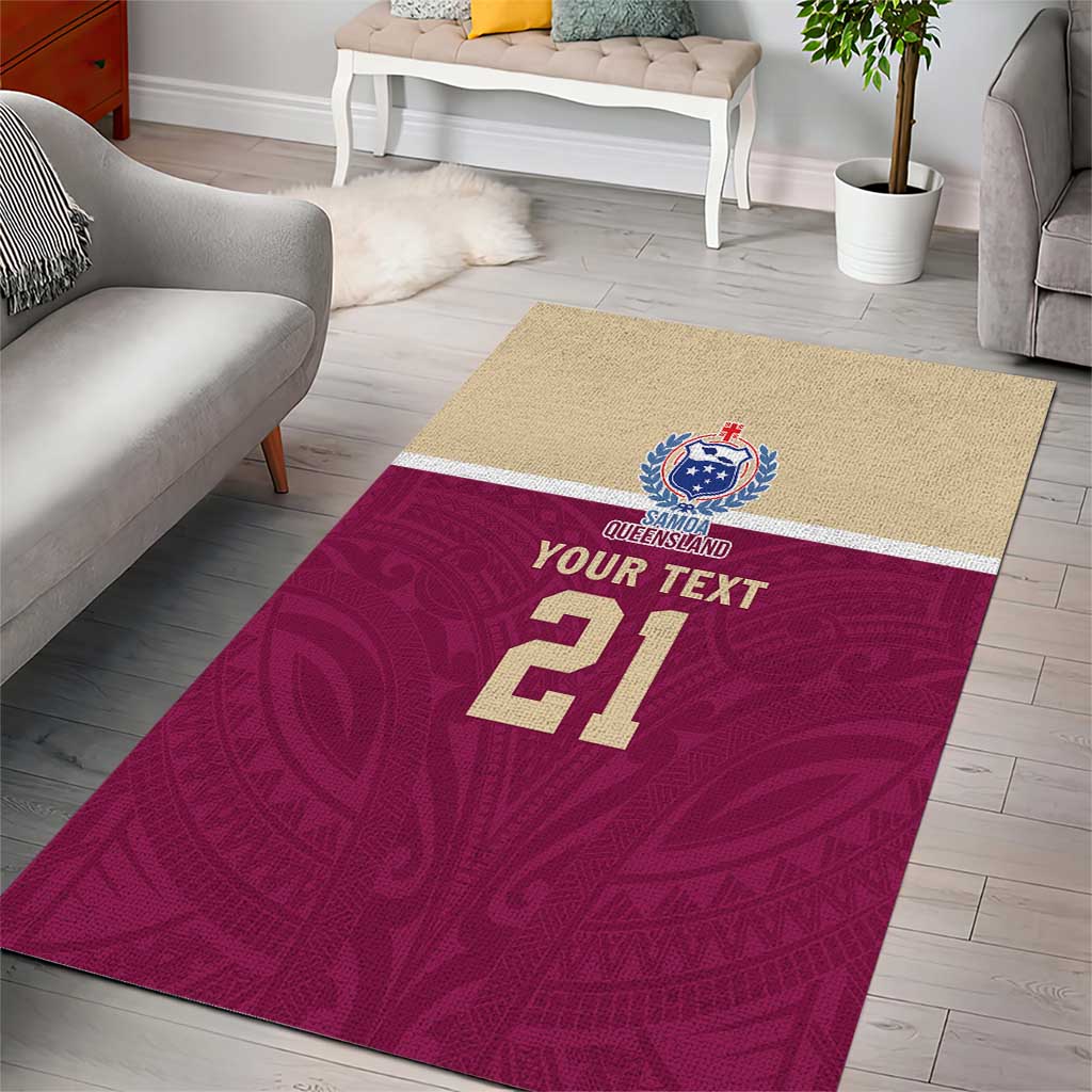 Queensland Samoa Custom Area Rug Maroon Pacific Polynesian Tribal Pattern