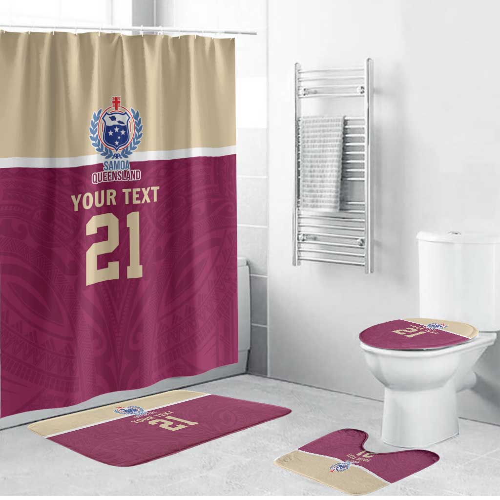 Queensland Samoa Custom Bathroom Set Maroon Pacific Polynesian Tribal Pattern - Polynesian Pride