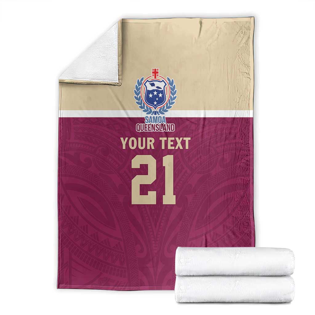 Queensland Samoa Custom Blanket Maroon Pacific Polynesian Tribal Pattern