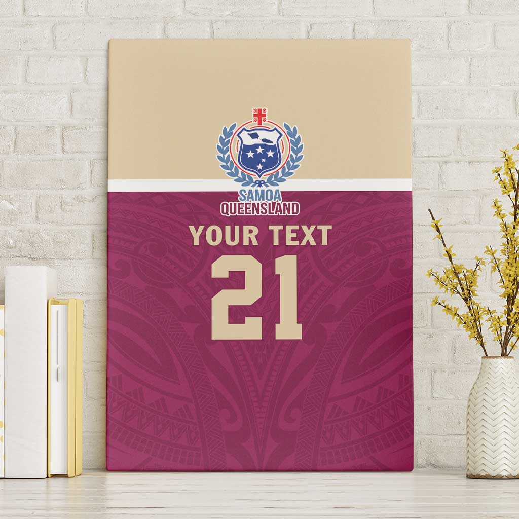 Queensland Samoa Custom Canvas Wall Art Maroon Pacific Polynesian Tribal Pattern