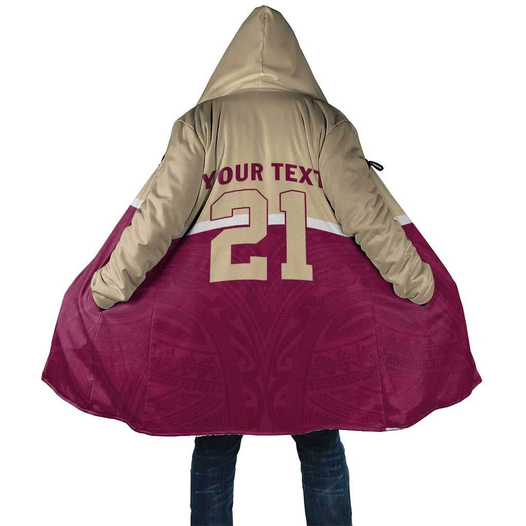 Queensland Samoa Custom Cloak Maroon Pacific Polynesian Tribal Pattern - Polynesian Pride