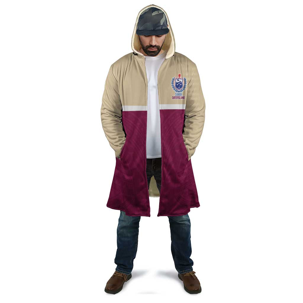 Queensland Samoa Custom Cloak Maroon Pacific Polynesian Tribal Pattern - Polynesian Pride