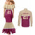 Queensland Samoa Custom Couples Matching Mermaid Dress and Long Sleeve Button Shirt Maroon Pacific Polynesian Tribal Pattern