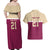 Queensland Samoa Custom Couples Matching Off Shoulder Maxi Dress and Hawaiian Shirt Maroon Pacific Polynesian Tribal Pattern