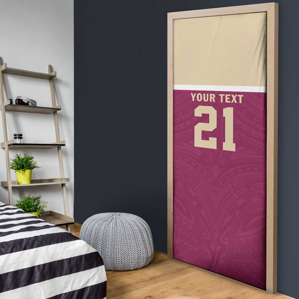 Queensland Samoa Custom Door Cover Maroon Pacific Polynesian Tribal Pattern - Polynesian Pride