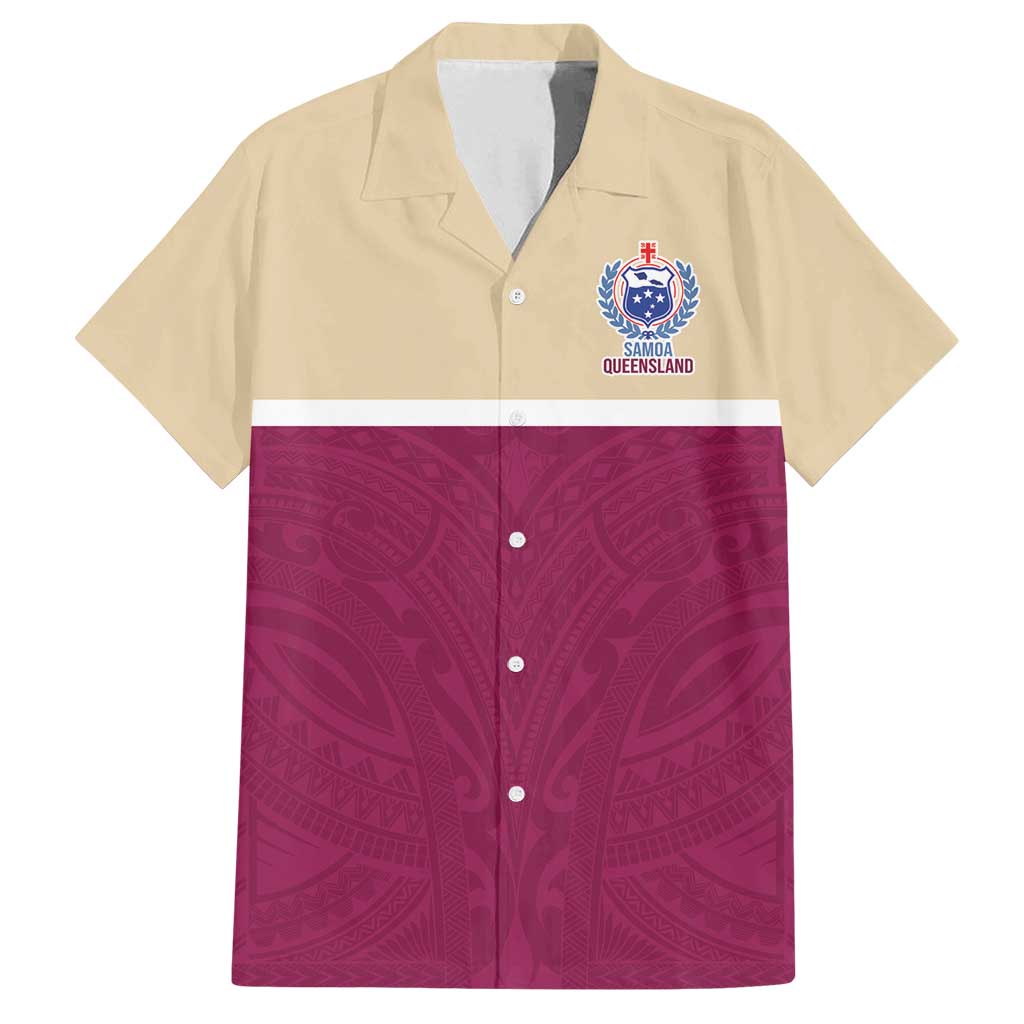 Queensland Samoa Custom Family Matching Long Sleeve Bodycon Dress and Hawaiian Shirt Maroon Pacific Polynesian Tribal Pattern