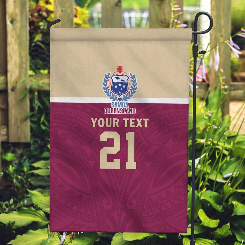Queensland Samoa Custom Garden Flag Maroon Pacific Polynesian Tribal Pattern